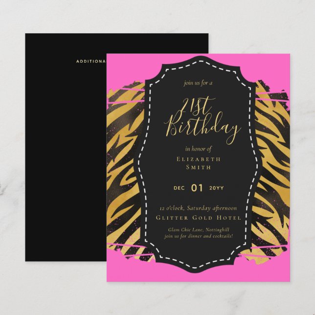 Papier Glam Girly Parties scintillant 21e anniversaire (o (Devant / Derrière)