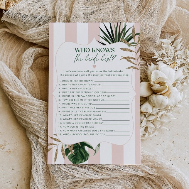 Papier Glam rose rayures Qui connaît la mariée meilleur j (Créateur téléchargé)