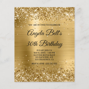Papier Glittery Gold Foil Fancy Monogramme Invitation