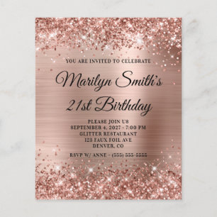 Papier Glittery Rose Gold Glam 21e anniversaire Invitatio