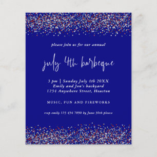 PAPIER Glitzer Red Blue 4. Juli GRILLEN Einladun