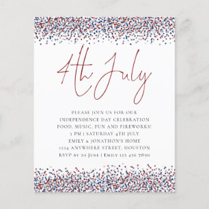 PAPIER Glitzer Red Blue 4. Juli Party Einladung
