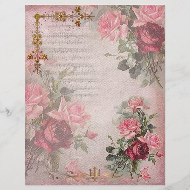 Papier Gloire rose avec ornements d'or (Devant)
