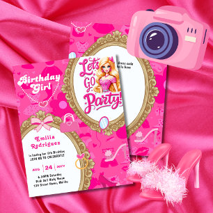 Papier Go Party Retro Doll Accessoires de poupée rose vif