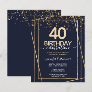 Papier Gold 40th Anniversaire Invitation budgétaire