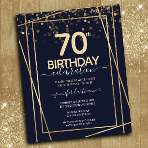 Papier Gold 70th Anniversaire de fête Budget Invitation