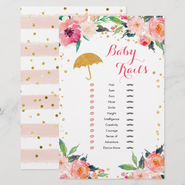 Papier Gold Avril Douches Baby shower Bébé Traits (Devant / Derrière)