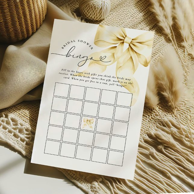 Papier Gold Bow Bridal Shower Bingo (Créateur téléchargé)