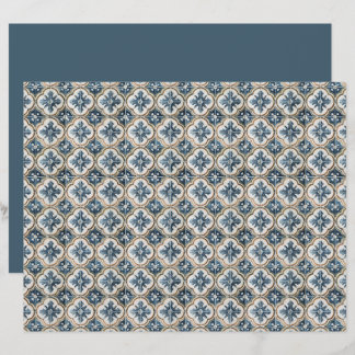 Papier Gold Clover Blue Accents Spanish Tile Pattern 
