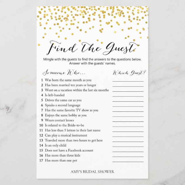 Papier Gold Confetti Fête des mariées Jeu - Trouvez l'inv (Devant)