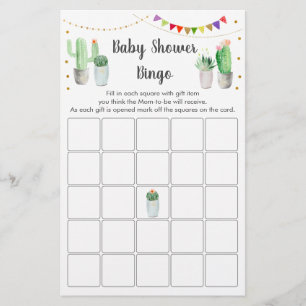 Papier Gold Fiesta Cactus Baby shower Bingo Jeu