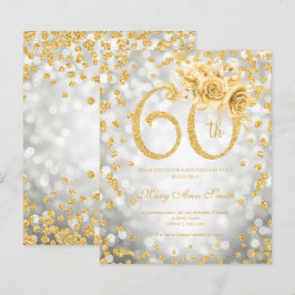 Papier Gold Floral 60e anniversaire Lumières en argent