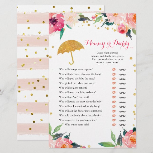 Papier Gold Floral April Showers maman ou papa (Devant / Derrière)