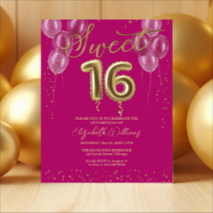 Papier Gold Foil 16 Ballons Anniversaires Invitations Bud