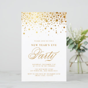 Papier Gold Foil Confetti Nouvel An's Eve Party Invitatio