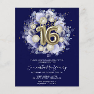 Papier Gold Foil Sweet 16 Ballons Anniversaires Invitatio