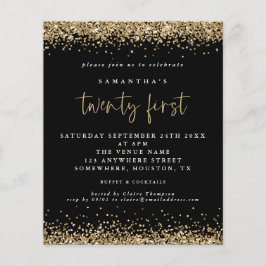 PAPIER | Gold Glitzer 21. Schwarze Party Einladung