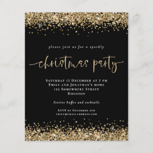 PAPIER   Gold Glitzer Black Christmas Party Einlad