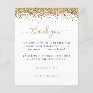 PAPIER   Gold Glitzer Foto Sweet 16 Vielen Dank