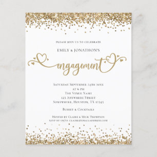 PAPIER  Gold Glitzer Herz Verlobung einladen