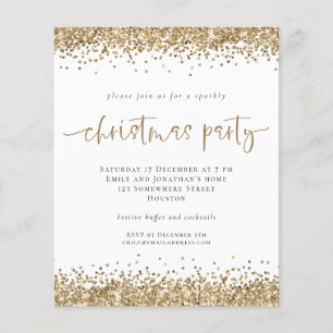 PAPIER   Gold Glitzer Script Weihnachts-Party Einl