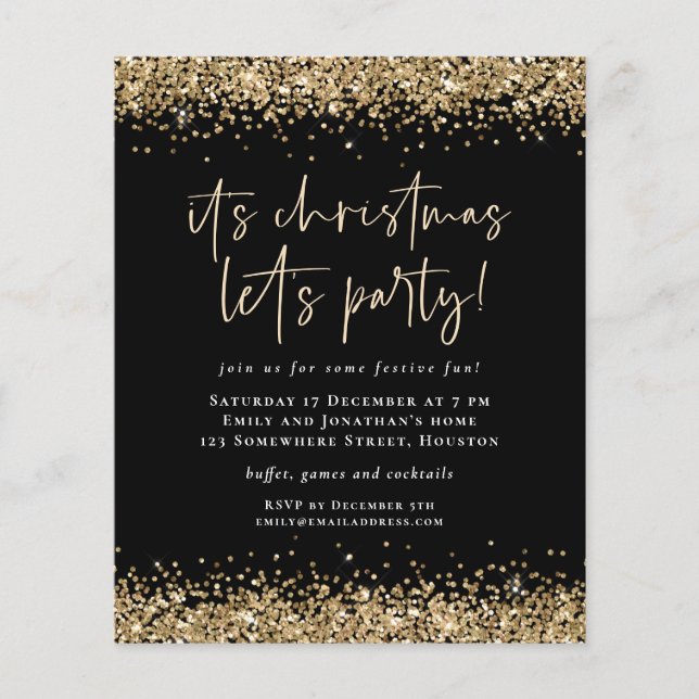 PAPIER | Gold Glitzer Weihnachten Lasse Party Blac (Vorne)