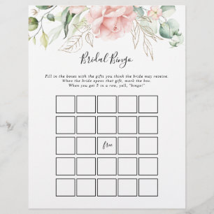 Papier Gold Green Folial Floral Bridal Bingo Jeu
