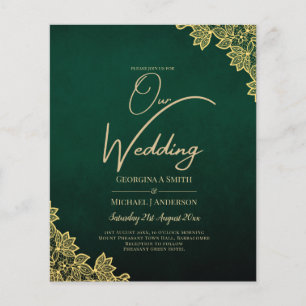 Papier Gold Lace Emerald Green All-in-1 Wedding Invitatio