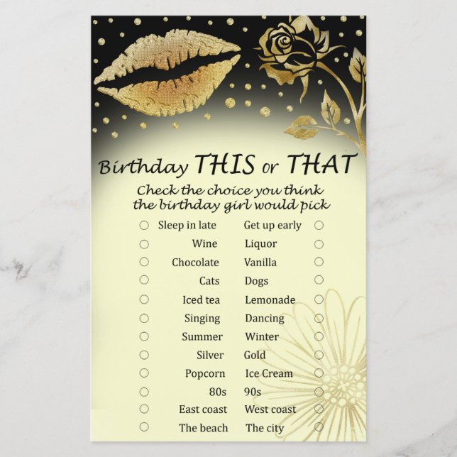 Papier Gold Lips Anniversaire ce ou ce jeu (Devant)