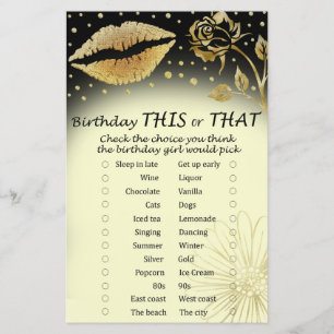 Papier Gold Lips Anniversaire ce ou ce jeu