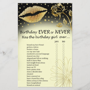 Papier Gold Lips Anniversaire jamais ou jamais jeu