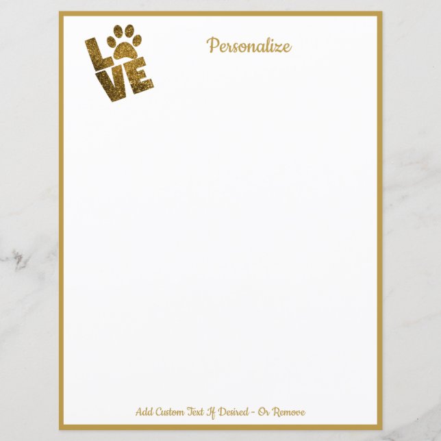 Papier Gold Love votre animal de compagnie Empreinte de p (Devant)