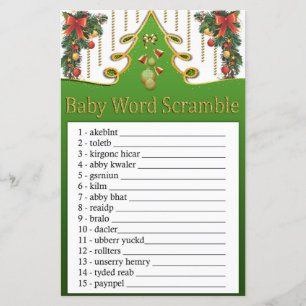 Papier Gold noël arbre Baby mot scramble jeu