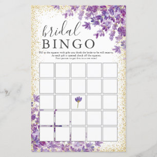 Papier Gold Purple Lavenders Fête des mariées Bingo Jeu