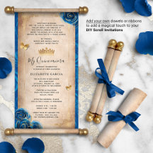 Gold Royal Blue Quinceanera do-it-yourself Scroll