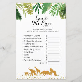 Papier Gold safari animal Aquarelle devinez le prix Game