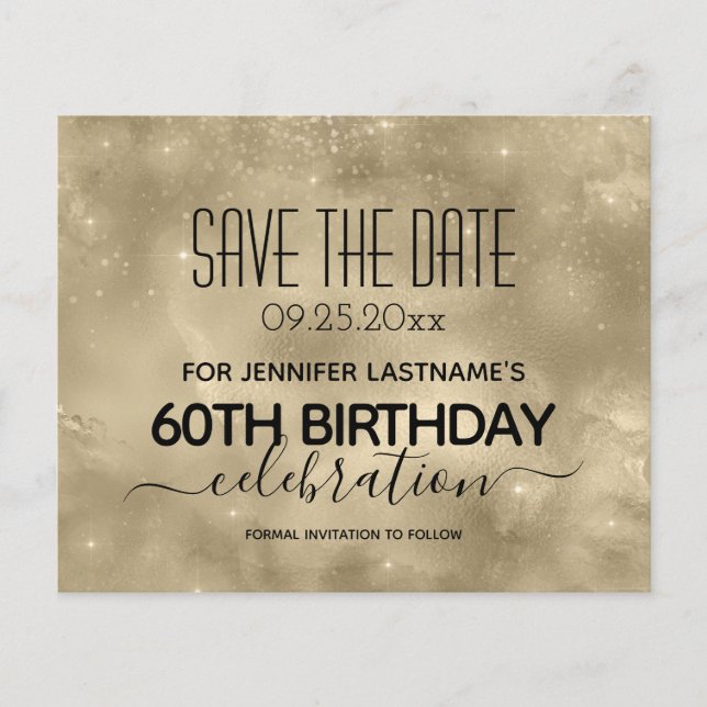 Papier Gold Shine 60e anniversaire Enregistrer la date Bu (Devant)