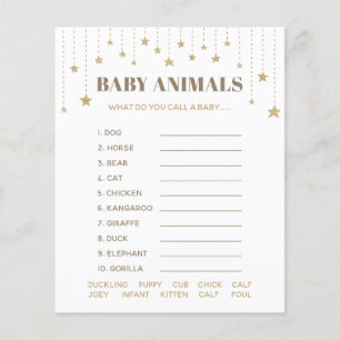 Papier Gold Twinkle Little Star Douche Baby Animals Jeu