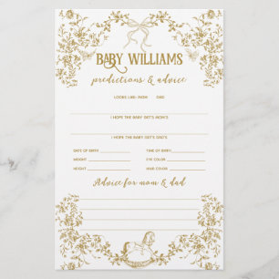 Papier Gold Vintage Floral Baby Prediction Jeu