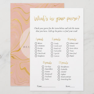 Papier Gold What's In Your Purse Fête des mariées Jeu