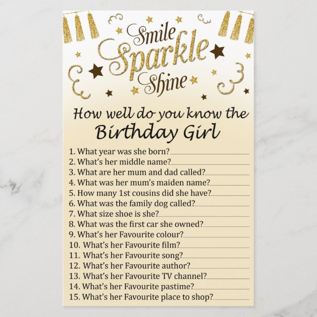 Papier Golden Comme tu connais bien la fille d'anniversai (Devant)