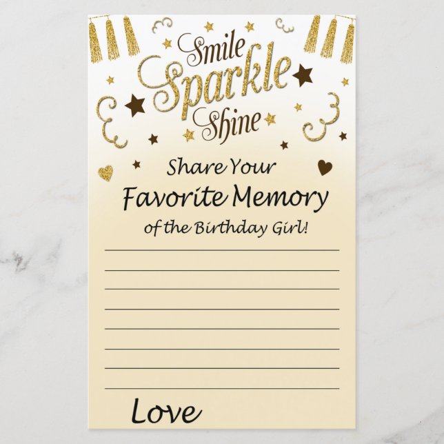 Papier Golden Favorite souvenir de la fille d'anniversair (Devant)