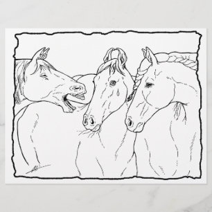Papier Gossiping Chevaux - Coloriage Page.