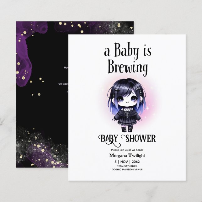 Papier Goth Baby Girl est en train de brasser Vampire Bat (Devant / Derrière)