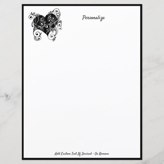 Papier Gothique Coeur tatouage noir & blanc Personnaliser (Devant)