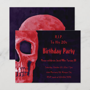 Papier Gothique crâne rouge Anniversaire RIP à son budget