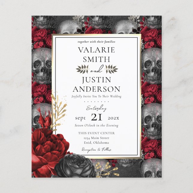 Papier Gothique Floral Skuls Mariage tout en un vol (Devant)