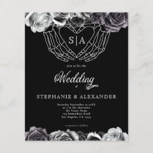 PAPIER gothique Monogramme Rose Squelette mains Ma
