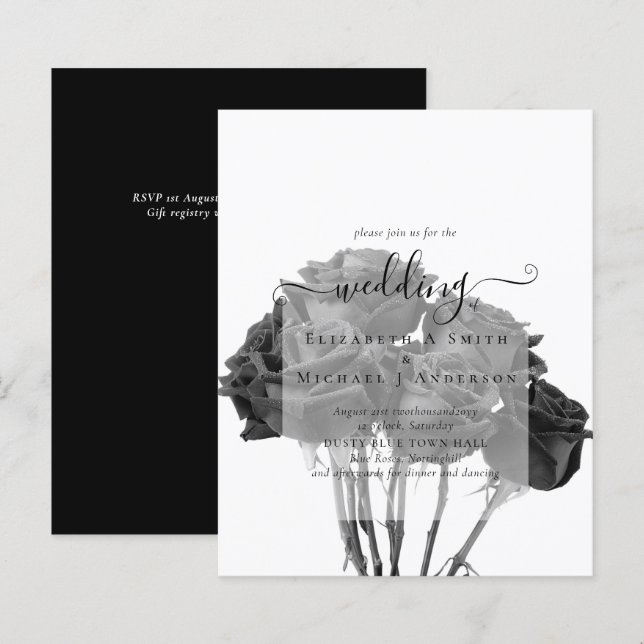 Papier Gothique Noir Rose Goth Wedding Invitation (Devant / Derrière)