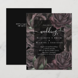 Papier Gothique Noir Rose Goth Wedding Invitation